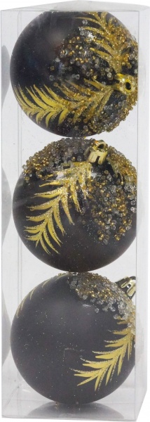 Набор елочных шаров Золотой дизайн T21-01-8 черный d80 мм 3 шт./уп. 