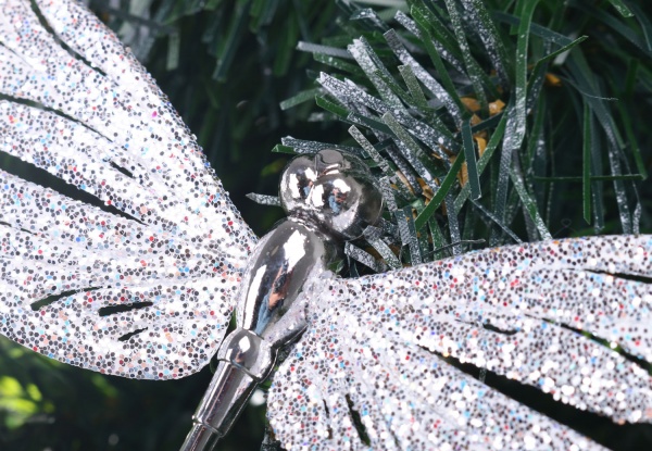 Украшение новогоднее Стрекоза маленькая 14х8,5 серебряный