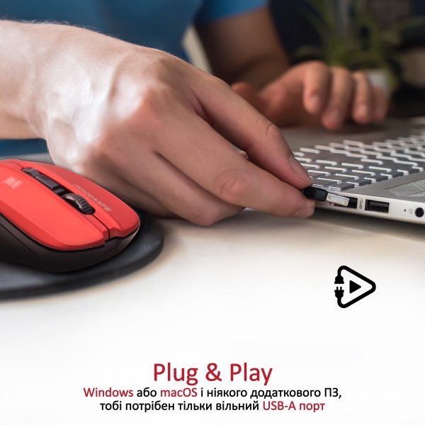 Миша Promate Contour Wireless Red 