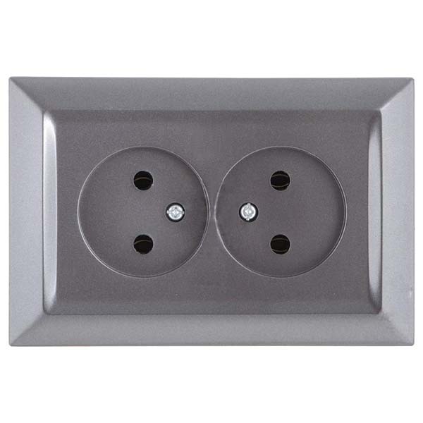 Розетка подвійна без заземлення UP! (Underprice) Vesta графіт