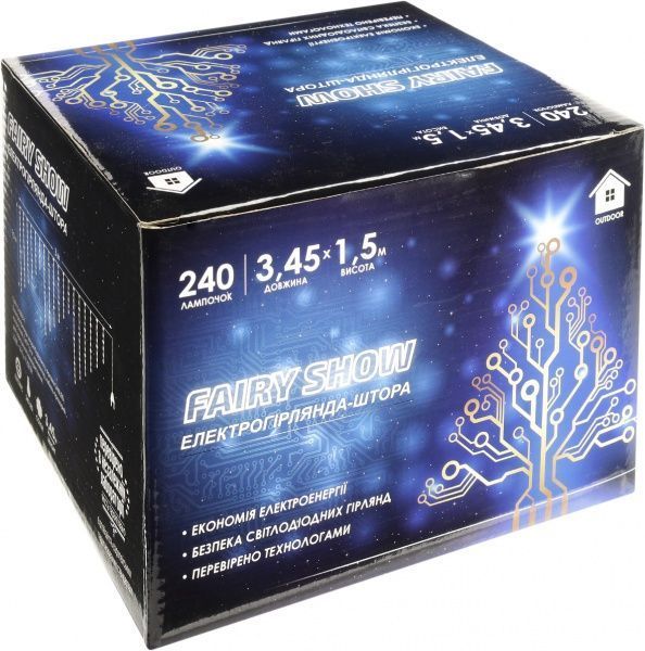 Электрогирлянда-штора внешняя встроенный светодиод (LED) 240 ламп 3,45м белая Сосульки и звезды 