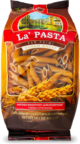 Макарони La Pasta per primi цільнозернові з твердих сортів пшениці Пера 4820211661533 