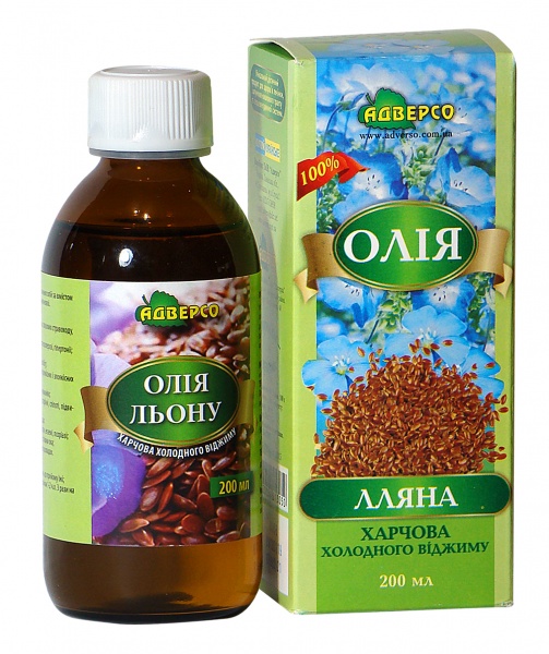 Олія лляна Адверсо харчова холодного віджиму 200 мл 