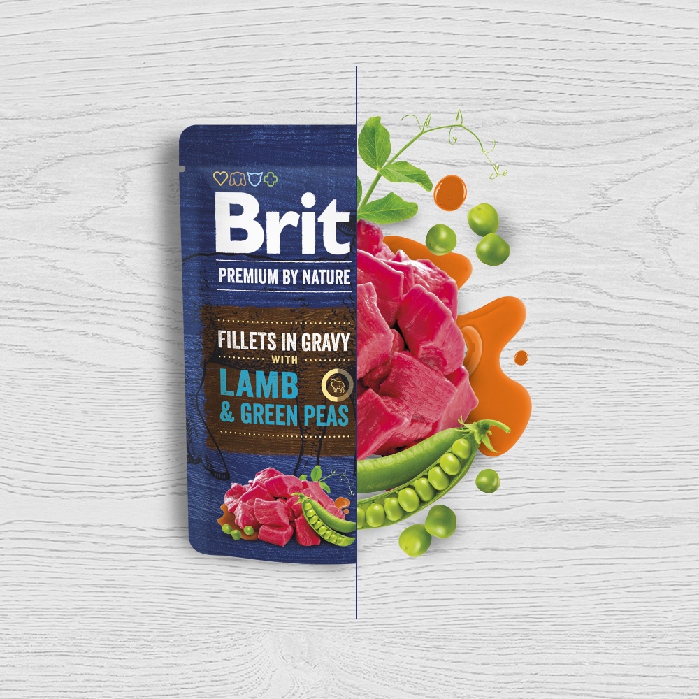Корм влажный Brit Premium Fillets in Gravy Lamb & Green Peas филе в соусе ягненка и зеленый горошек 85 г