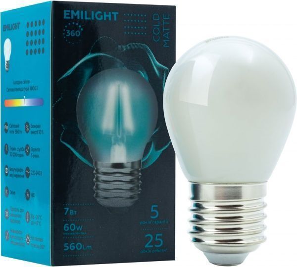 Лампа світлодіодна Emilight FIL G45 7 Вт E27 4000 К 220 В матова 