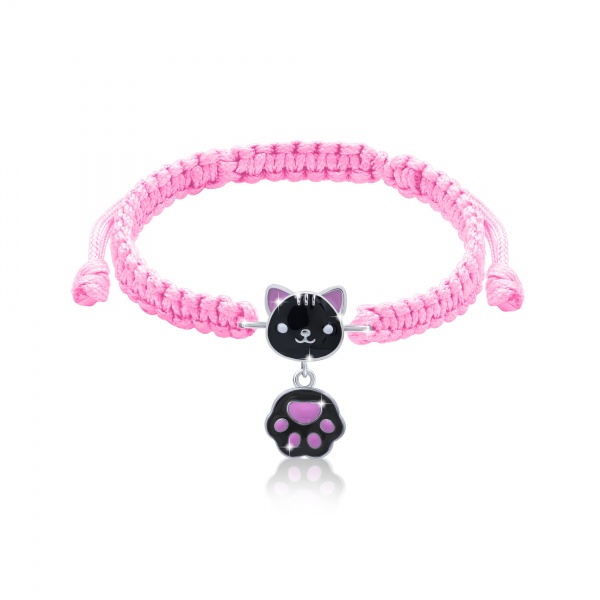 Браслет плетений UMa&UMi Котик з лапкою чорний