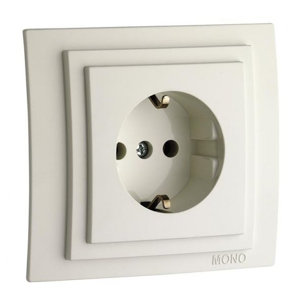 Розетка із заземленням Mono Larissa без шторок без кришки білий 103-191921-117