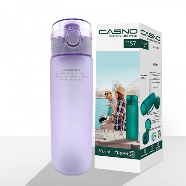 Пляшка спортивна 650 мл Casno фіолетовий KXN-1157_Purple_Tritan