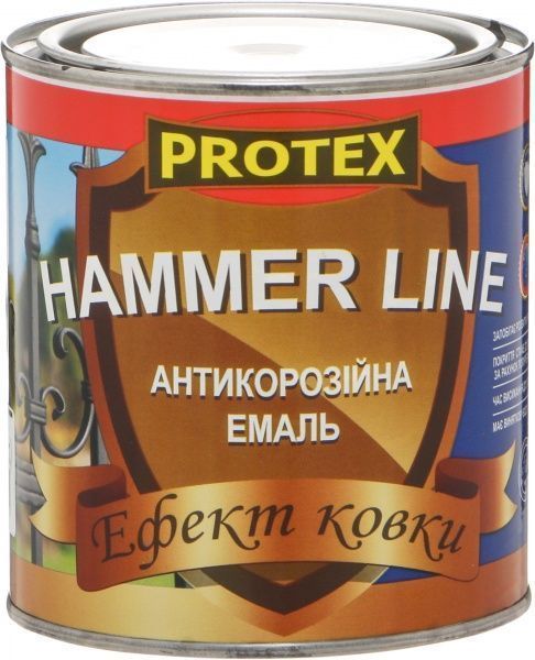 Эмаль Protex антикоррозийная с эффектом ковки Hammer Line черный мат 0,7л 0,75кг