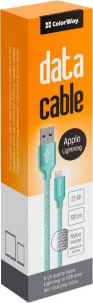 Кабель ColorWay USB - Apple Lightning 2.1А 1 м м'ятний 