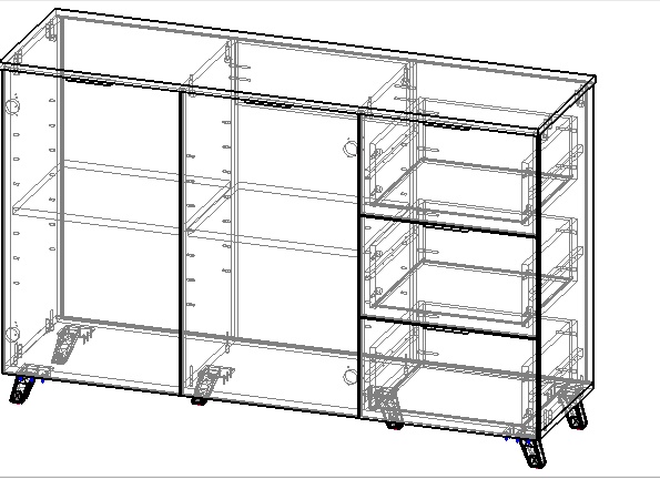 Комод Вісент Шайн 2дв+3ш сірий /сірий супермат 