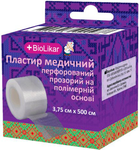 BioLikar Пластырь перфорированный прозрачный на полимерной основе 3,75 х 500 см 1 шт.