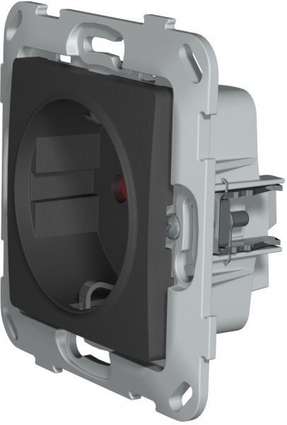 Розетка із заземленням Plank Electrotechnic Classic/Nordic зі шторками антрацит PLK0521241