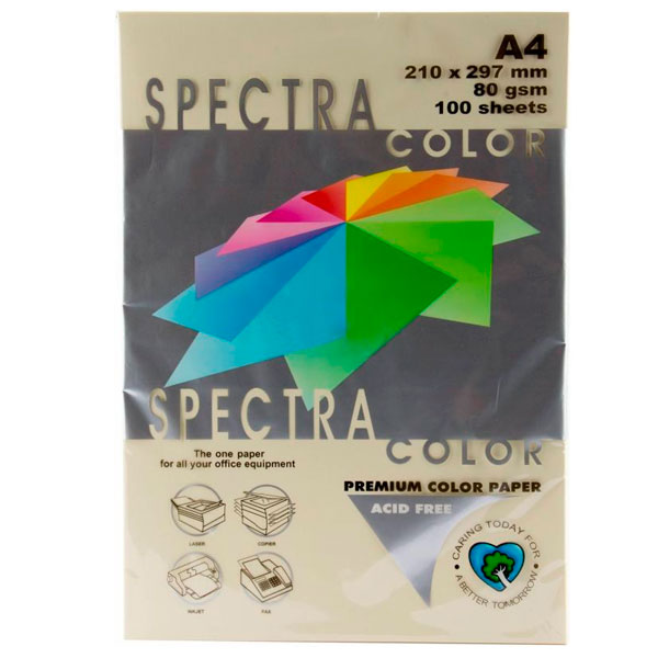Папір офісний Spectra Color A4 80 г/м А4 100 аркушів Ivory100 бежевий 