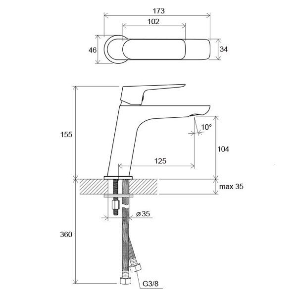 Смеситель для умывальника Ravak CL 012.00 (X070080)