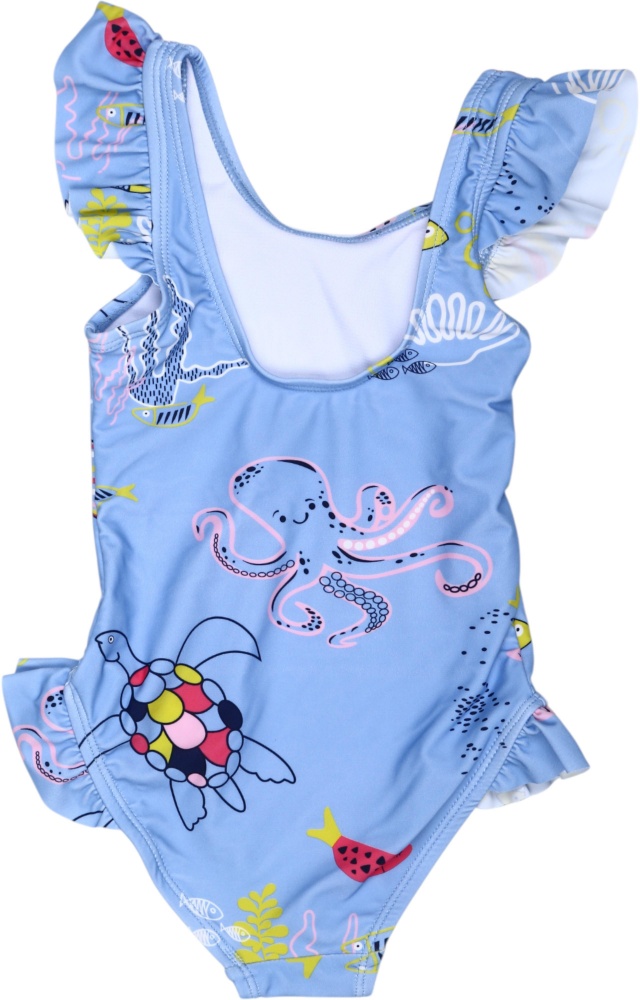 Купальник для девочек HW 25ENGL4 р.98-104 голубой с принтом