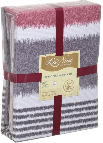 Комплект постільної білизни Bordo Stripes 193 TC 1,5 бузковий із сірим La Nuit 
