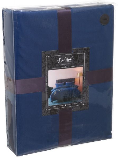Комплект постільної білизни Mono blue D сімейний синій La Nuit 