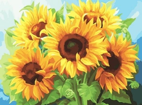 Набор для творчества со стразами на подрамнике Подсолнухи 30х40 см Діамантові ручки 