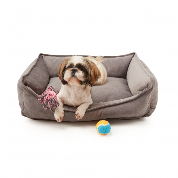 Лежак PETBED Velor Комфорт L 90x60x25 см темно-серый