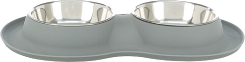 Миска Trixie для собак подвійна сіра метал/силікон 2x0,4 л 16 см (24983)