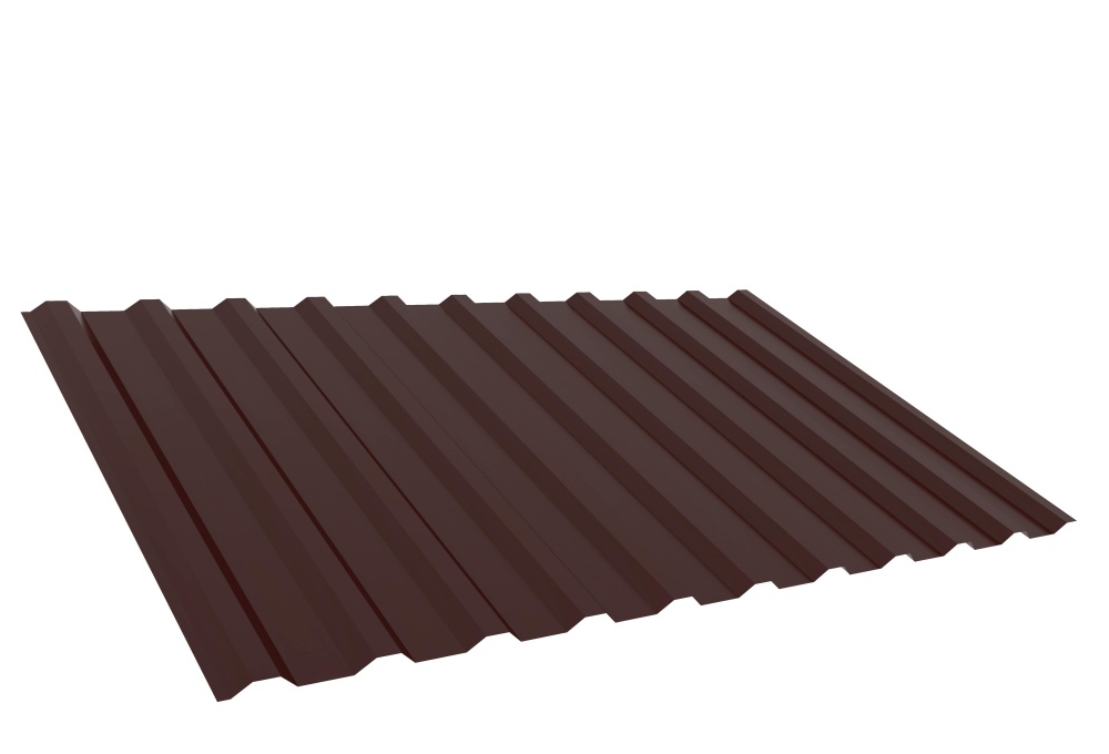 Профнастил глянцевый Tile Tail С-14 1185х2000 мм RAL 8017 коричневый USS