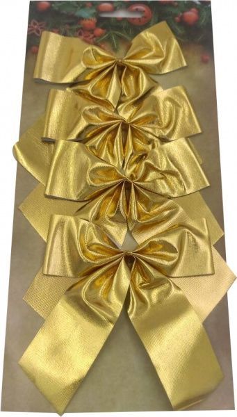Декорація новорічна бант блискучий в наборі 4 шт. 10 см золотий EPI-W08-14E306A 