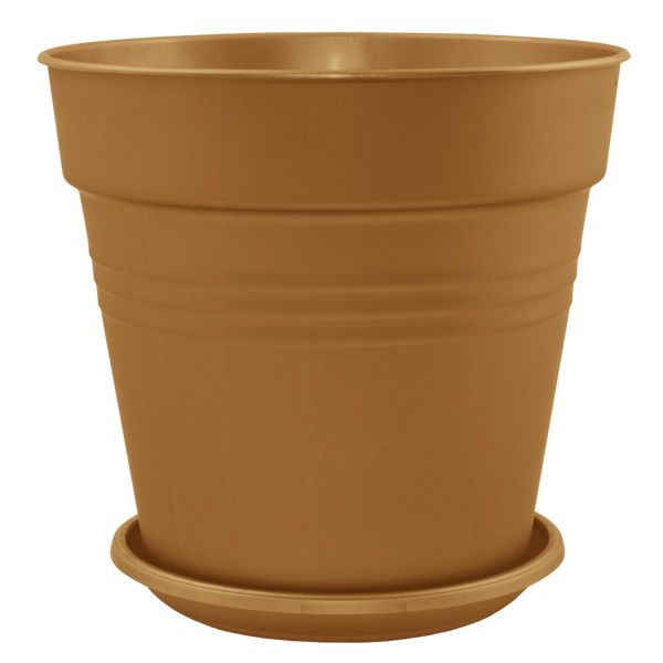 Горщик пластиковий Алеана Глорія круглий 3,1л бронзовий (114018) 