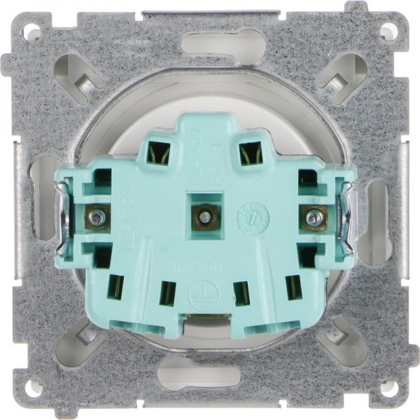 Розетка вологозахищена із заземленням Simon Basic без шторок з кришкою білий BMGZ1B.01/11