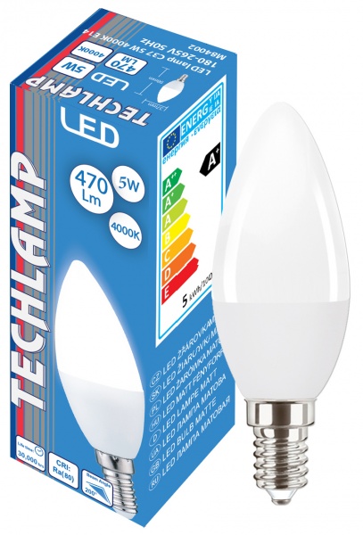Лампа світлодіодна Techlamp 5 Вт C37 матова E14 220 В 4000 К 