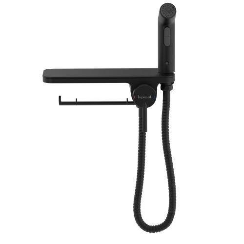 Гигиенический душ Imprese скрытого монтажа, LORETA черная полочка, черный матовый