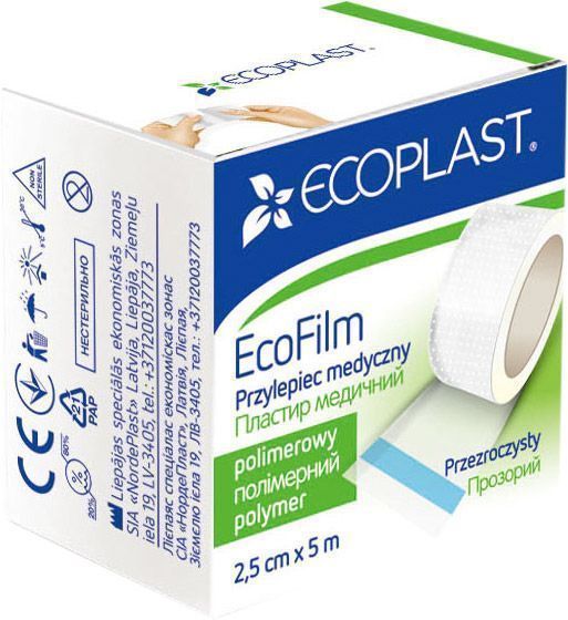 Лейкопластир ECOPLAST водостійкий EcoFilm 2,5 см 5 м стерильні