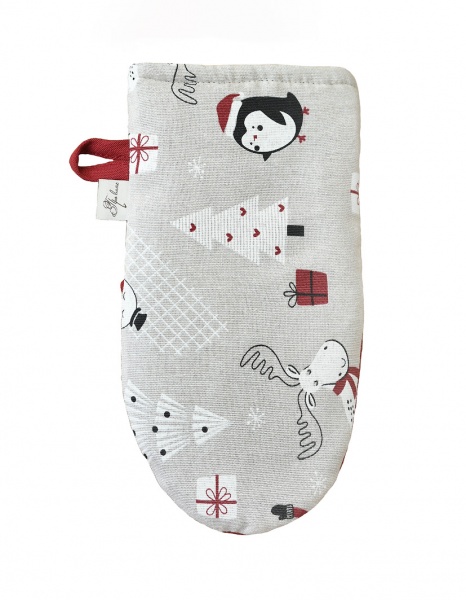 Рукавиця Новорічна 17x28 см бежево-червоний Прованс 