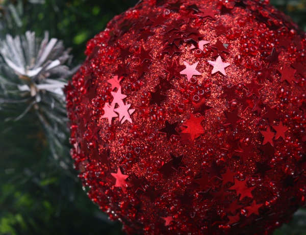 Елочная игрушка в форме шара красная стеклянная 8 см 8 мм красный ABJ404020