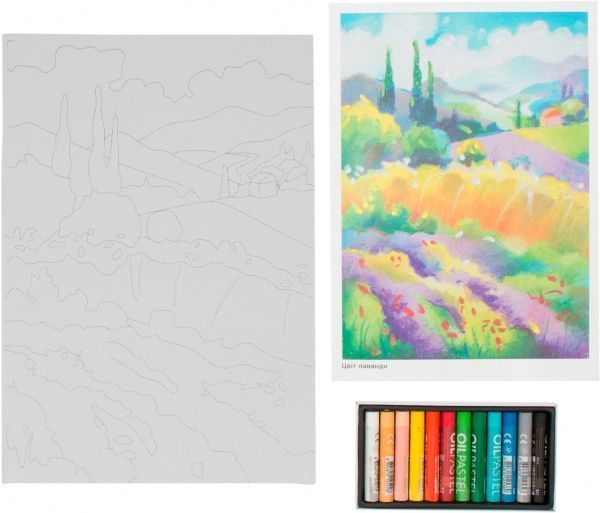 Набір, пастельний живопис за контурами Цвіт Лаванди Rosa Talent 