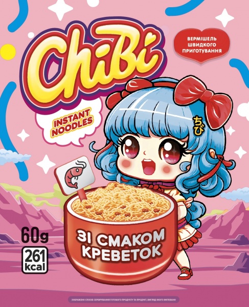 Вермішель ChiBi зі смаком смаком креветок 60 г 