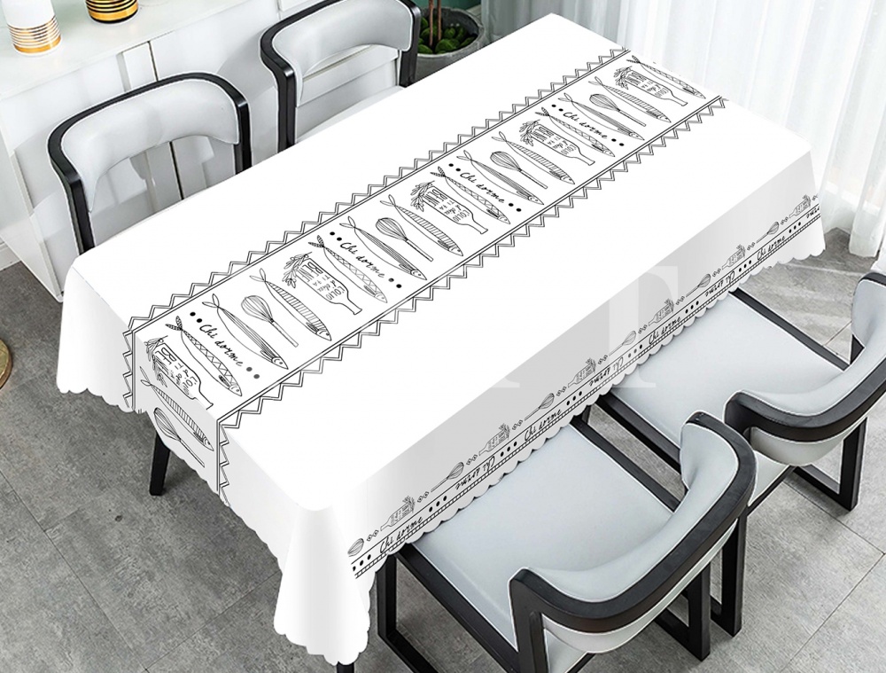 Клейонка на стіл OBERY на підкладці 1,37м білий із принтом PW385-R860-1-9