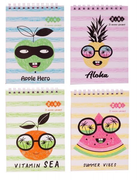 Блокнот на пружині зверху SUMMER VIBES, А6 40 аркушів картонна обкладинка, Kids Line, асорті ZB.12156 ZiBi