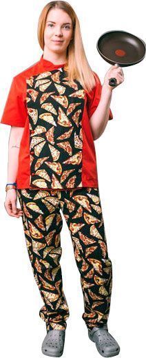 Штаны для повара Lux-Form P0002 Пицца р. 46 черный