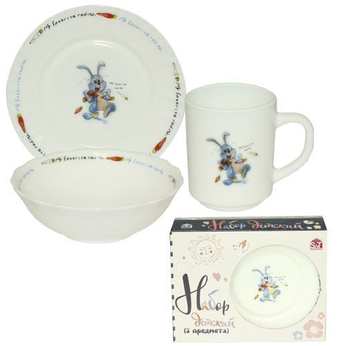 Набор детской посуды 3 предмета Заяц 515-03 S&T