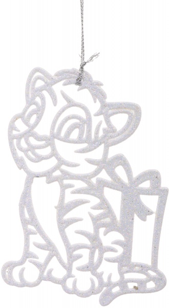 Подвеска Тигрик с подарком 2Д 12х12 см белый
