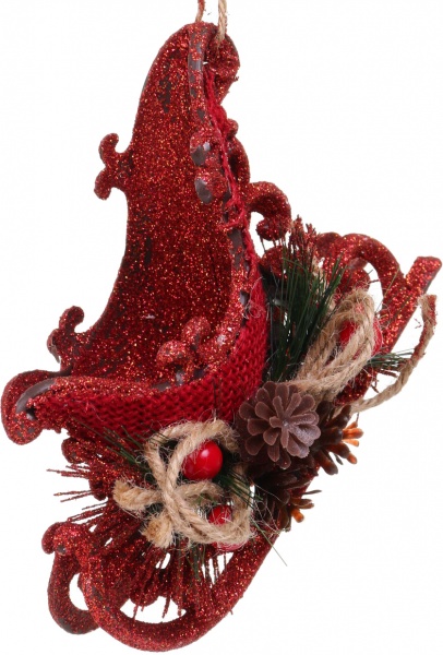 Декоративная подвеска Санки 14x10x6 см красный LD21056