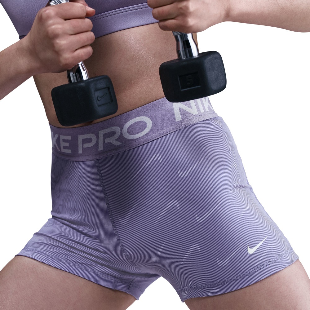 Лосины Nike W NP DF MR 3IN SHORT TT AOP HM6093-533 р.L фиолетовый