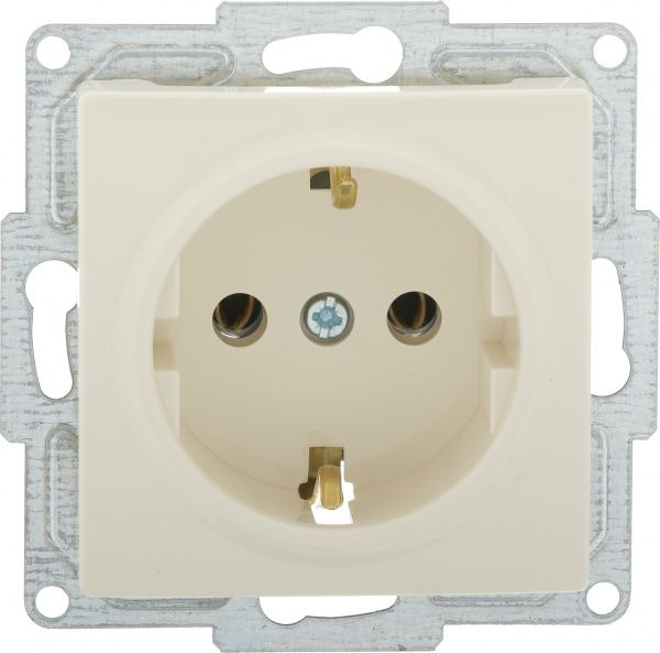 Розетка с заземлением Gunsan Visage без шторок без крышки кремовый 15 28 12 00 152 115