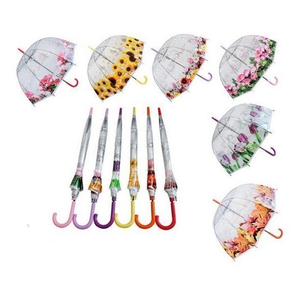 Парасолька-тростина Flowers K337 в асортименті прозорий 
