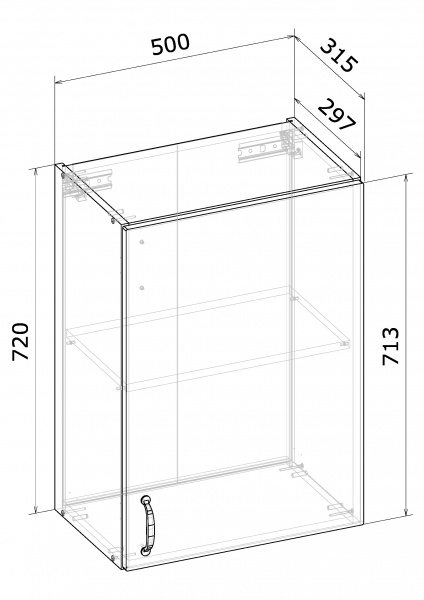 Шафа верхня МС Мері В 50х72х31,5 см дуб платиновий/білий Грейд