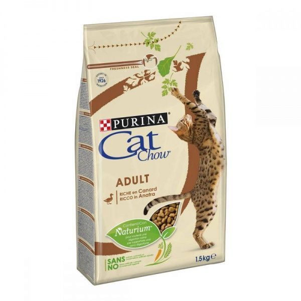 Корм Cat Chow Корм сухой для котов CAT CHOW Adult, качка, 1,5кг