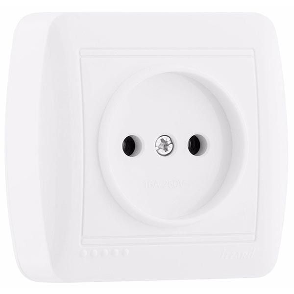 Розетка без заземлення Lezard Demet 16 А 250 В без шторок білий 711-0200-121