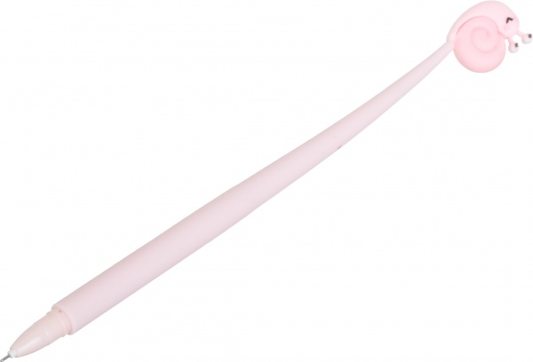 Ручка гелевая розовая Улитка чернило синее 