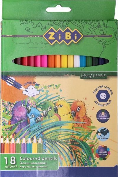 Олівці кольорові ZB.2411 18 шт. ZiBi